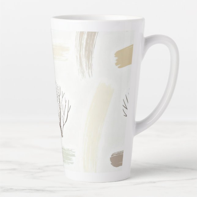 Caneca De Café Latte Cozy  Minimal Winter Aesthetic Pattern   (Direita)