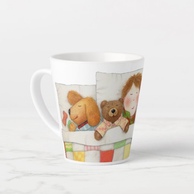 Caneca De Café Latte COZY QUILT Tapered White Mug (Ângulo esquerdo)