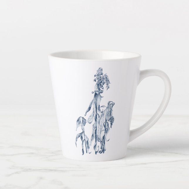 Caneca De Café Latte Cozy Winter Botanical Art (Direita)