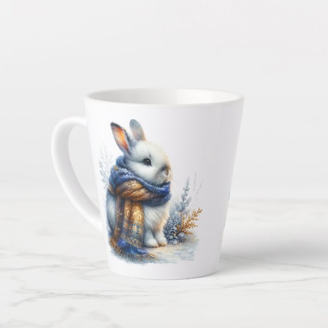 Caneca De Café Latte Cozy Winter Bunny Rabbit (Ângulo esquerdo)