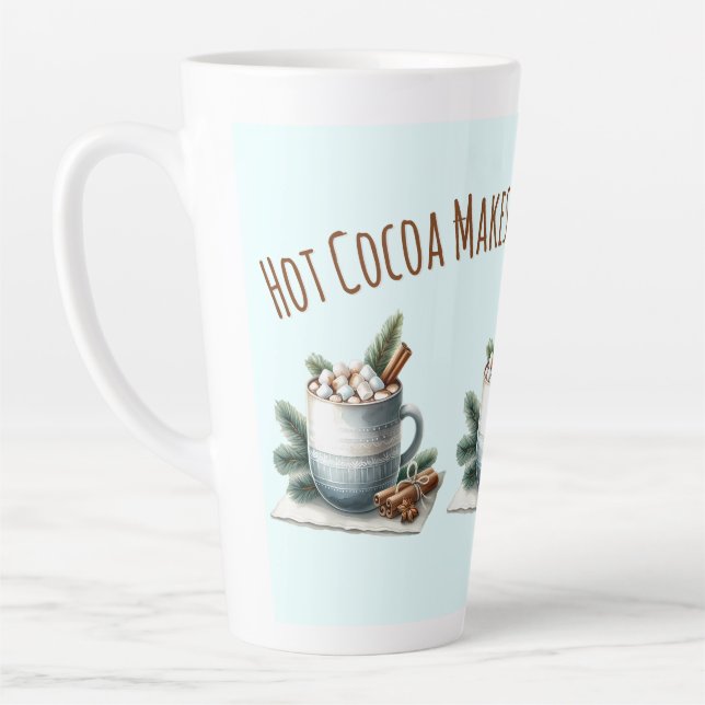 Caneca De Café Latte Cozy Winter Cocoa Marshmallow Scene (Esquerda)