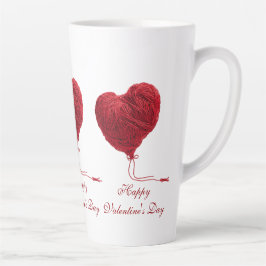 Caneca De Café Latte Cozy Yarn Heart for Valentines