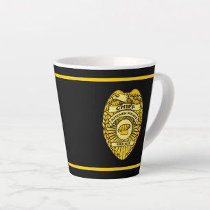Caneca De Café Latte Crachá Da Polícia De Kitchen