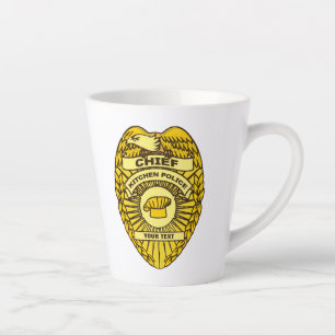 Caneca De Café Latte Crachá Da Polícia De Kitchen