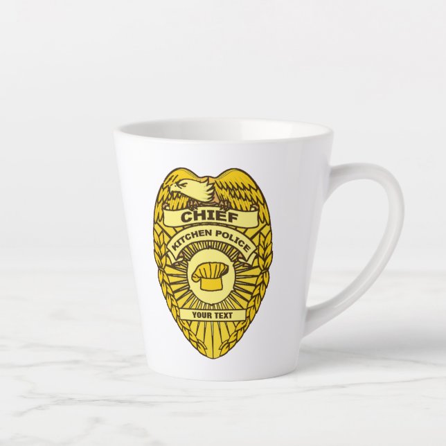 Caneca De Café Latte Crachá Da Polícia De Kitchen (Direita)