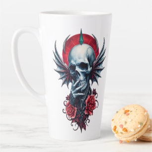 Caneca De Café Latte Crânio impressionante e realista com asas