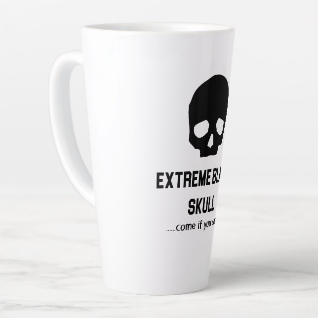 Caneca De Café Latte Crânio preto extremo (Ângulo esquerdo)