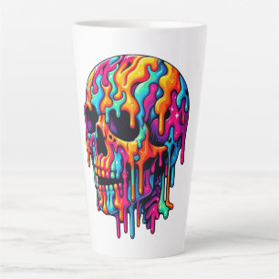 Caneca De Café Latte Crânio Psicodélico Vibrante