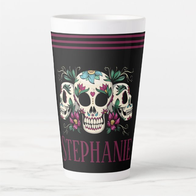 Caneca De Café Latte Crânios (Frente)