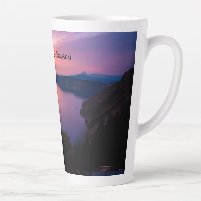 Caneca De Café Latte Crater Lake Oregon Sunset Tall Mug (Direita)