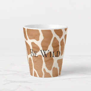 Caneca De Café Latte Cream Brown Safari Giraffe Animal Print