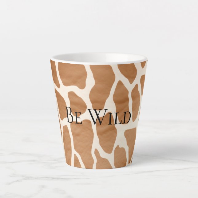 Caneca De Café Latte Cream Brown Safari Giraffe Animal Print (Frente)