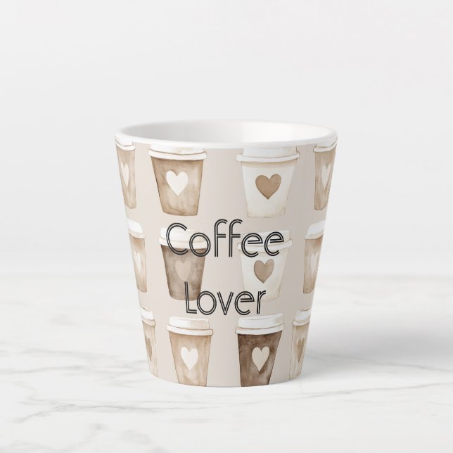 Caneca De Café Latte Cream Coffee Heart Cups (Frente)