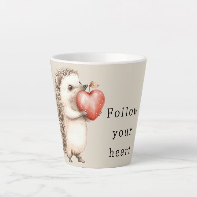 Caneca De Café Latte Cream Hedgehog Apple Heart (Frente)