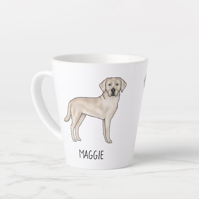 Caneca De Café Latte Cream Labrador Retriever Cute Lab Seu Nome (Ângulo esquerdo)