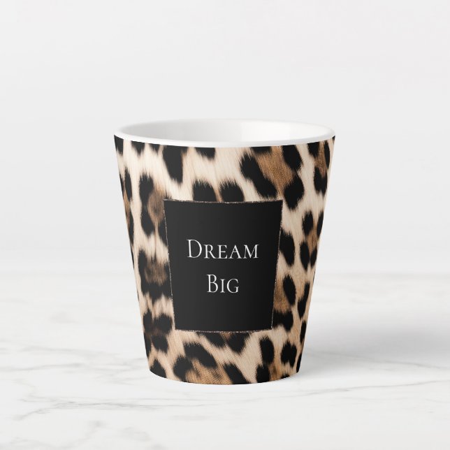 Caneca De Café Latte Cream Leopardo Aniversário (Frente)