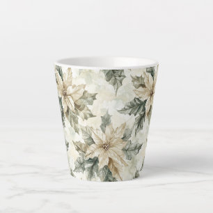 Caneca De Café Latte Cream Poinsettia Flowers