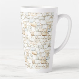 Caneca De Café Latte Cream White Grey Faux Stones  