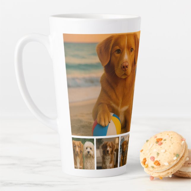 Caneca De Café Latte Create your own 7 photo collage personalized (In Situ)