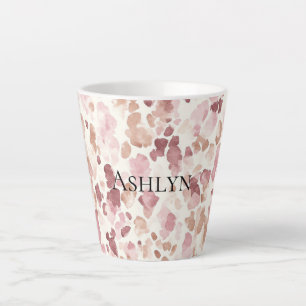 Caneca De Café Latte Creme cor-de-rosa Chocolate Castanho Abstrato Leop