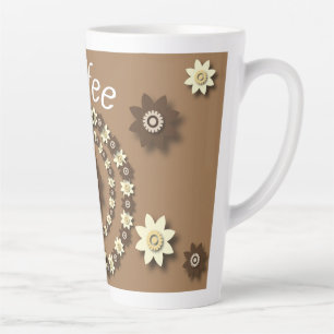 Caneca De Café Latte Creme e. Bagaço de chocolate Castanho-Floral