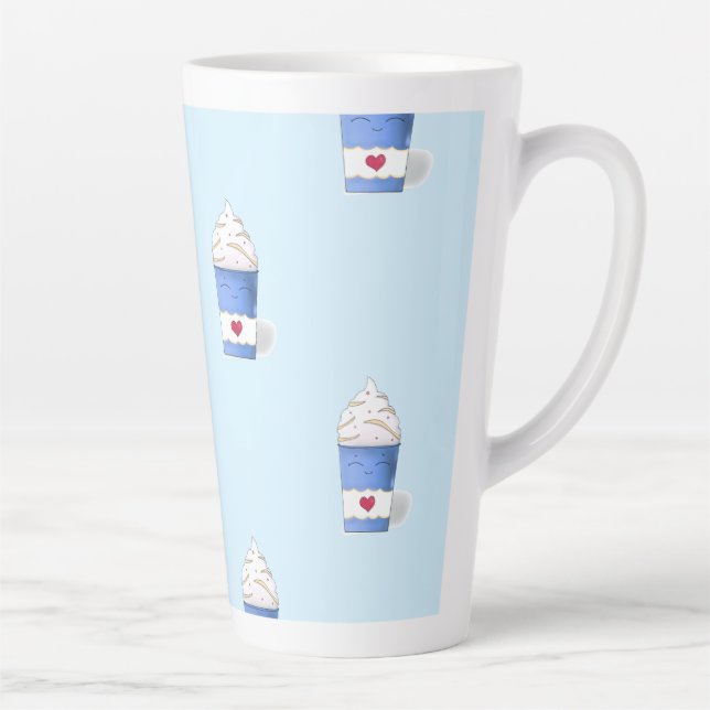 Caneca De Café Latte Creme Latte & Whipped (Azul) (Direita)