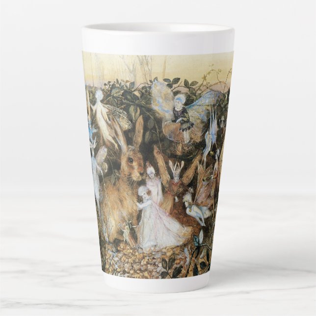 Caneca De Café Latte Crepúsculo das Fadas por John Anster Fitzgerald (Frente)