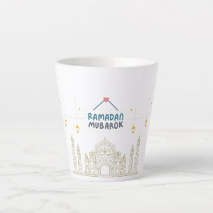 Caneca De Café Latte Crescente Islâmico Ramadan Kareem - Arte Tipográfi