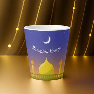 Caneca De Café Latte Crescente Islâmico Ramadan Kareem - Arte Tipográfi