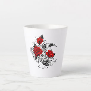 Caneca De Café Latte Crescente Mecânico com Rosas vermelhas