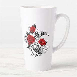 Caneca De Café Latte Crescente Mecânico com Rosas vermelhas