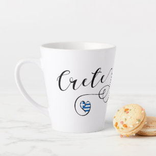 Caneca De Café Latte Crete Heart Flag, Grécia, Cretan