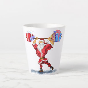 Caneca De Café Latte Criador de Porcos Papai Noel com presentes de Nata