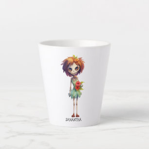 Caneca De Café Latte Criança Zombie Macabra E Bonita - Adorável Macabre