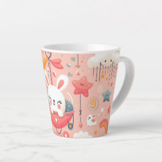 Caneca De Café Latte crianças com tema de desenho de padrão design