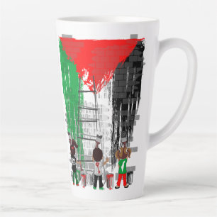 Caneca De Café Latte Crianças de Gaza Pintando a Bandeira da Palestina 