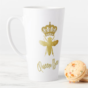 Caneca De Café Latte Crianças Personalizadas QUEEN BEE ★ Dourada Crown 