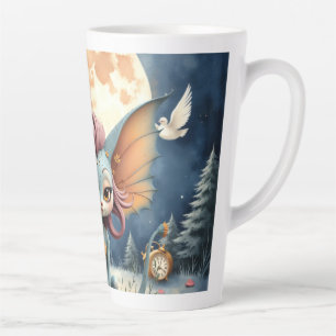 Caneca De Café Latte Criatura Fantástica Enluarada Fofa