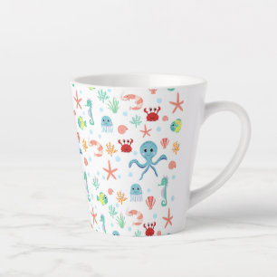 Caneca De Café Latte Criaturas Marinhas Subaquáticas Caprichosas