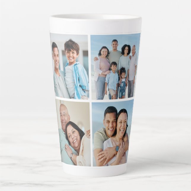 Caneca De Café Latte Crie a sua própria colagem de 4 fotos (Frente)