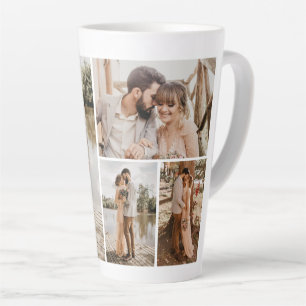Caneca De Café Latte Crie a sua própria colagem de 4 fotos