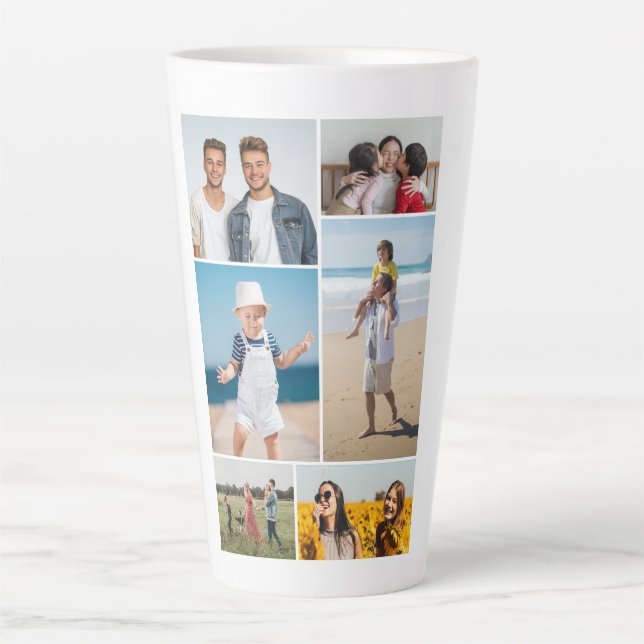 Caneca De Café Latte Crie a sua própria colagem de 6 fotos (Frente)