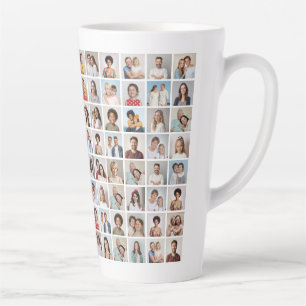 Caneca De Café Latte Crie a sua própria coleção de fotos personalizada 