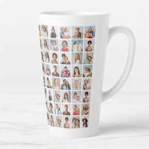 Caneca De Café Latte Crie a sua própria coleção de fotos personalizada 