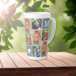 Caneca De Café Latte Crie O Seu Próprio Monograma Da Família Collage De<br><div class="desc">Uma caneca latte de 12 fotos moderna personalizada com seu nome familiar e inicial de monograma. A Família é tudo que a citação faz dela uma caneca especial.</div>