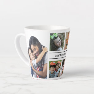 Caneca De Café Latte Crie seu próprio colagem de 6 fotos Nome da famíli