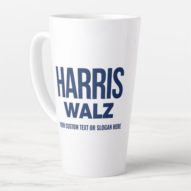 Caneca De Café Latte Crie seu próprio Harris Walz 2024 (Ângulo esquerdo)