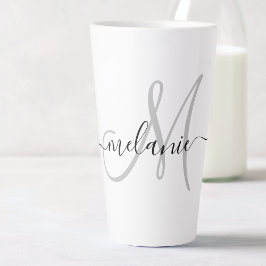 Caneca De Café Latte Crie Seu Próprio Monograma Personalizado E Script