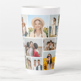 Caneca De Café Latte Crie Sua Própria Colagem de 12 Fotos