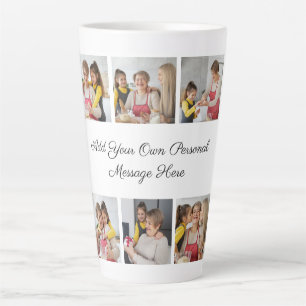 Caneca De Café Latte Crie sua própria colagem de 6 fotos Adicione sua s
